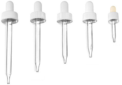 22/400 (7 mm x 108 mm) Glass Droppers, White Bulb Glass Droppers