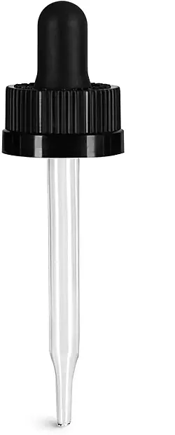 20/400 (7 mm x 76 mm) Black Child Resistant Bulb Glass Droppers