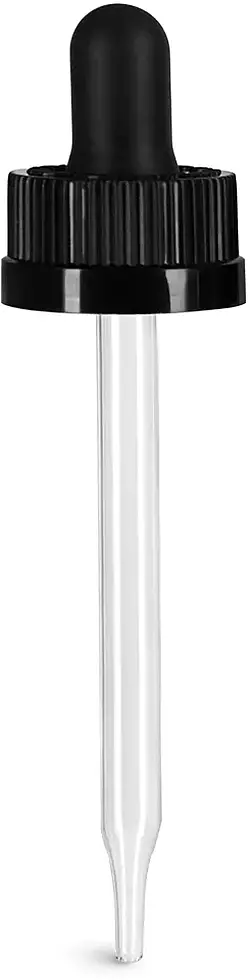 20/400 (7 mm x 89 mm) Black Child Resistant Bulb Glass Droppers