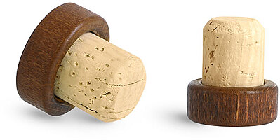 34 mm Cork Stoppers, Stained Wood Bar Tops w/ Natural Corks