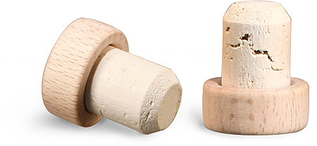 34 mm Cork Stoppers, Round Wood Bar Top w/ Natural Corks
