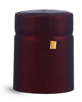 Capsules, Matte Burgundy PVC Heat-Shrink Capsules w/ Gold Tear Tabs