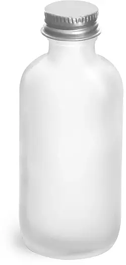 2 oz       Frosted Glass Round Bottles w/ Lined Aluminum Caps
