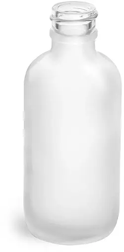 2 oz       Frosted Glass Round Bottles (Bulk), Caps NOT Included