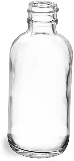 2 oz Clear Glass Round Bottles (Bulk), Caps NOT Included