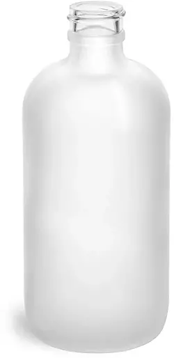 8 oz       Frosted Glass Round Bottles (Bulk), Caps NOT Included
