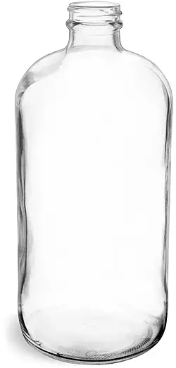 32 oz Clear Glass Round Bottles (Bulk), Caps NOT Included