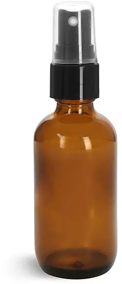 4 oz Glass Bottles, Amber Glass Boston Round Bottles w/ Smooth Black Fine Mist Sprayers