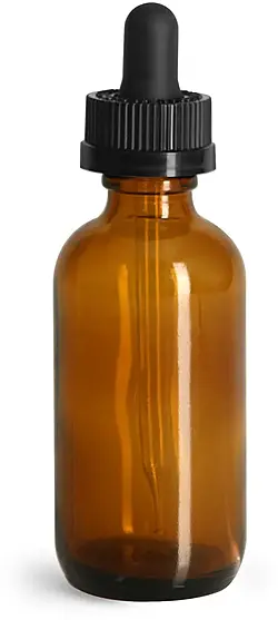 2 oz Glass Bottles, Amber Glass Boston Round Bottles w/ Child Resistant Glass Droppers