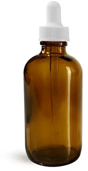 4 oz Glass Bottles, Amber Glass Boston Round Bottles w/ White Bulb Glass Droppers