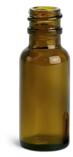 1/2 oz        Amber Glass Round Bottles (Bulk), Caps NOT Included
