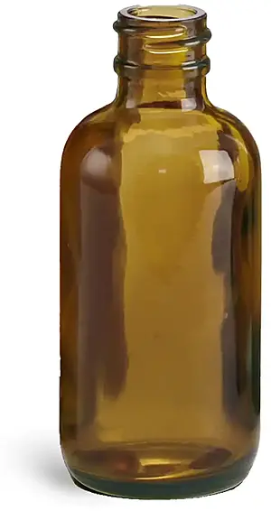 2 oz        Amber Glass Round Bottles (Bulk), Caps NOT Included