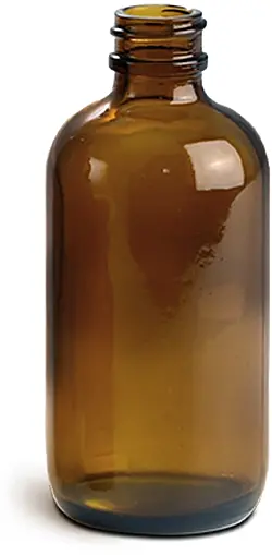 4 oz        Amber Glass Round Bottles (Bulk), Caps NOT Included