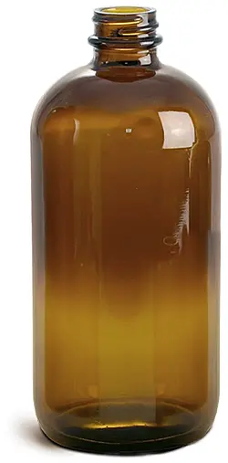 16 oz        Amber Glass Round Bottles (Bulk), Caps NOT Included