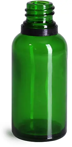 30 ml Glass Bottles, Green Glass Euro Dropper Bottles w/ Black Tamper Evident Bulb Droppers