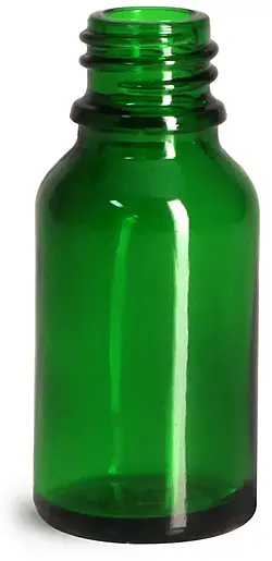 15 ml Glass Bottles, Green Glass Euro Dropper Bottles (Bulk), Caps NOT Included