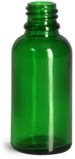 30 ml Glass Bottles, Green Glass Euro Dropper Bottles (Bulk), Caps NOT Included