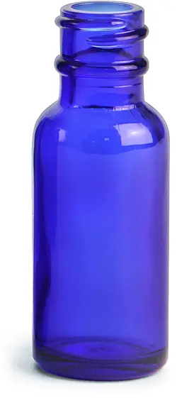 1/2 oz        Blue Glass Boston Round Bottles (Bulk), Caps NOT Included