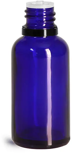 30 ml Glass Bottles, Cobalt Blue Glass Euro Dropper Bottles w/ Black Tamper Evident Caps & Orifice Reducer