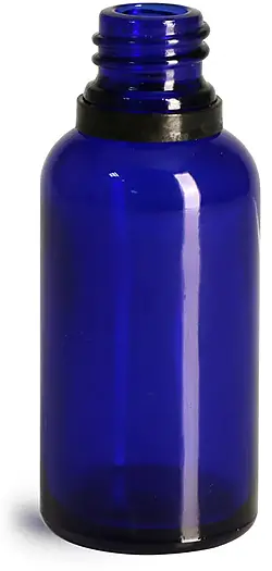 30 ml Glass Bottles, Cobalt Blue Glass Euro Dropper Bottles w/ Black Tamper Evident Bulb Droppers