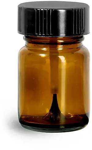 15 cc        Amber Glass Bottle w/ Black Brush Cap