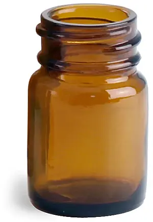 15 cc        Amber Glass Pharmaceutical Round Bottles (Bulk), Caps NOT Included