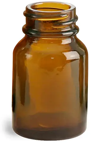 30 cc        Amber Glass Pharmaceutical Round Bottles (Bulk), Caps NOT Included