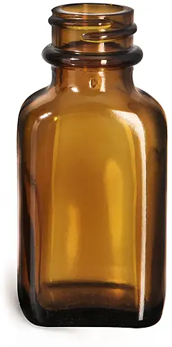 1 oz Glass Bottles, Glass Amber Blake Oblong Bottle, Bulk Caps (NOT) Included