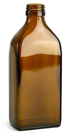 250 ml Amber Glass Oblong Flasks (Bulk), Caps NOT Included