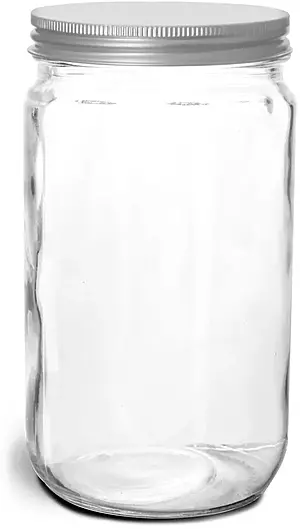 32 oz Clear Glass Jars w/ Lined Aluminum Caps