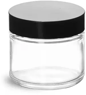 2 oz Clear Glass Jars w/ Black Phenolic Caps