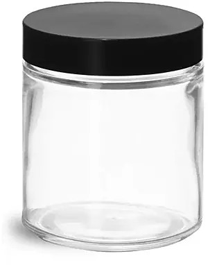 4 oz Clear Glass Jars w/ Black Phenolic Caps