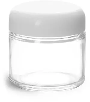 2 oz Clear Glass Jars w/ White Dome Caps