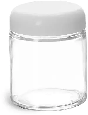 4 oz Clear Glass Jars w/ White Dome Caps