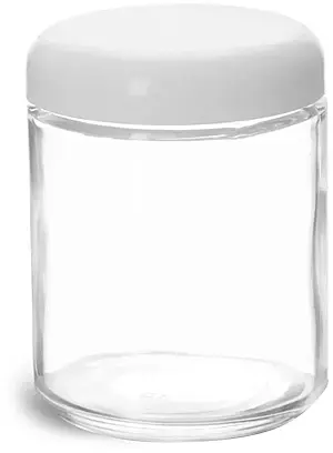 8 oz Clear Glass Jars w/ White Dome Caps