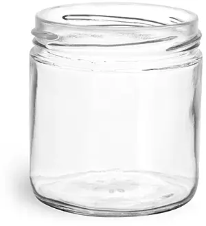 7.75 oz Clear Glass Straight Sided Jars (Bulk), Caps Not Included