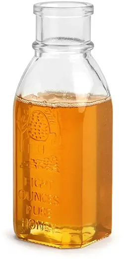8 oz Clear Glass Muth Style Honey Bottle (Bulk), Corks NOT Included