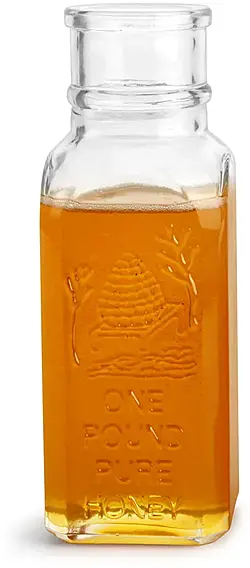 16 oz Clear Glass Muth Style Honey Bottle (Bulk), Corks NOT Included