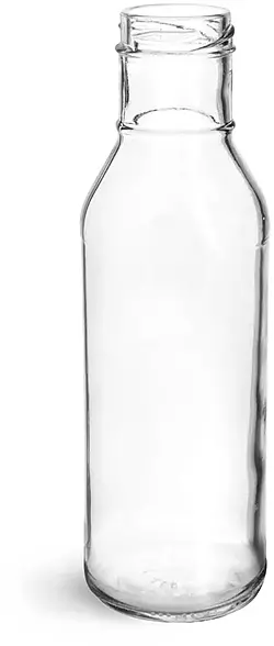 12 oz Clear Glass Lug Finish BBQ Sauce Bottles, (Bulk) Caps NOT Included