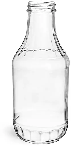 16 oz Clear Glass Sauce Decanter Bottles, (Bulk) Caps NOT Included