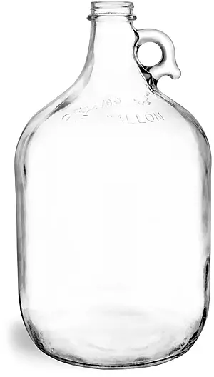 1 Gal Clear Glass Round Jugs (Bulk), Caps NOT Included