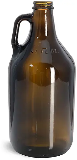 64 oz Growlers, Amber Glass Jugs w/ Handles (Bulk), Caps NOT Included