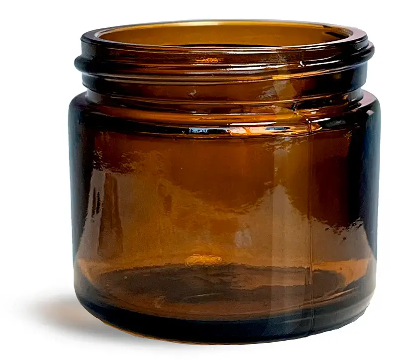 2 oz Amber Glass Straight Sided Jars (Bulk), Caps NOT Included