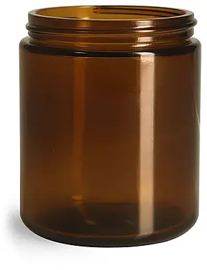 8 oz Amber Glass Straight Sided Jars, (Bulk) Caps NOT Included