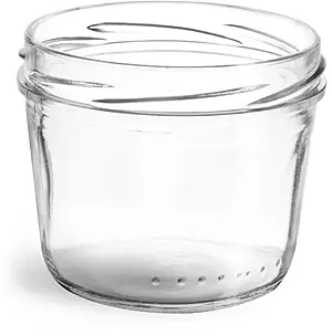 230 ml Clear Glass Wide Mouth Tapered Jars, (Bulk) Caps NOT Included
