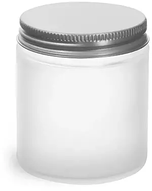 4 oz Frosted Glass Straight Sided Jars w/ Lined Aluminum Caps