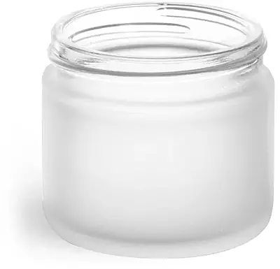 2 oz Frosted Glass Straight Sided Jars (Bulk), Caps Not Included