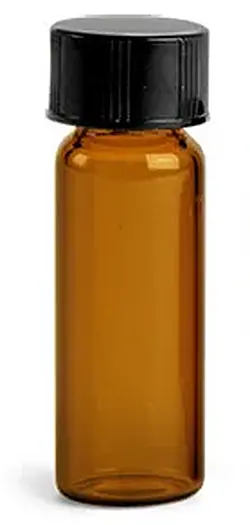 1 dram Amber Glass Vials w/ Black Phenolic PV Lined Caps