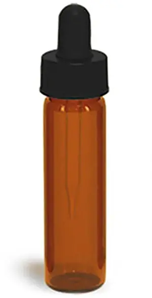 2 dram Amber Glass Vials w/ Straight Black Bulb Glass Droppers