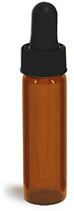 4 dram Amber Glass Vials w/ Straight Black Bulb Glass Droppers